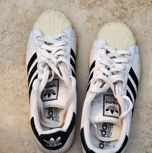 Adidas White and Black Shell Toe Sneakers